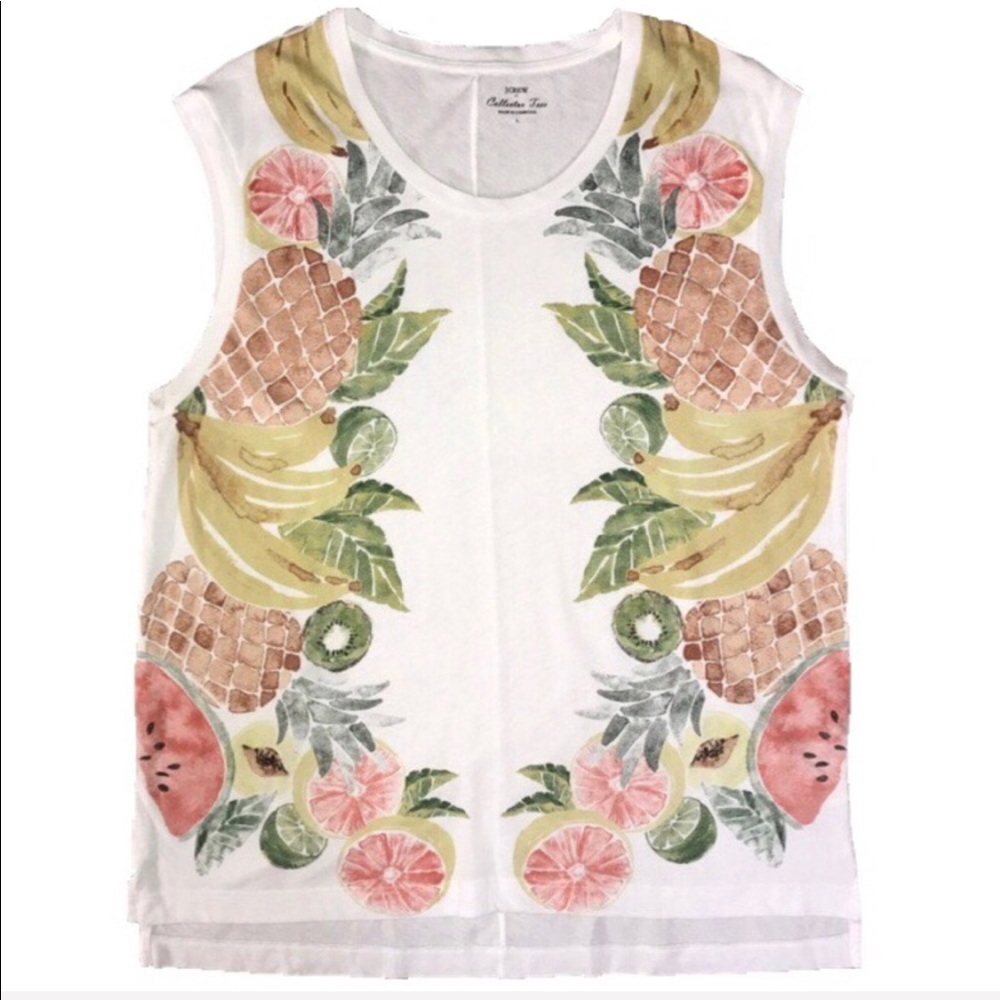 Sold-Crew Collector Sleeveless White Pineapple Tee - Picture 1 of 6